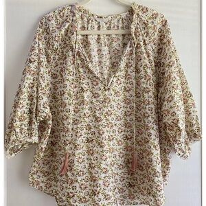 Voloshin Floral Peasant Top